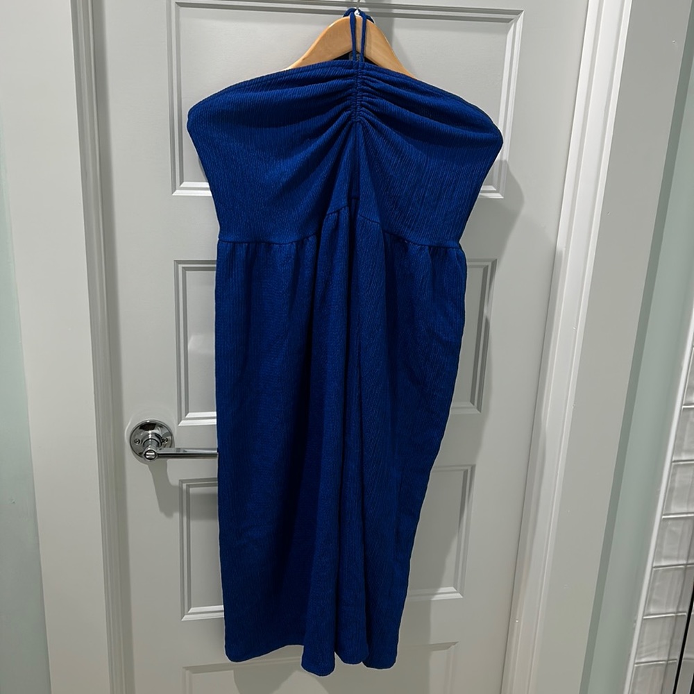 H&M strapless tie neck royal blue dress